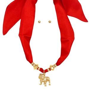 Bulldog Pendant Scarf Necklace